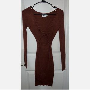 Brand New Princess Polly Brown Long Sleeve Mini Dress